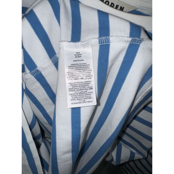 BODEN Mini Casual T-shirt Dress - Ivory & Blue 3/4‎ Sleeve Dress Size 4 US EUC - Picture 5 of 14